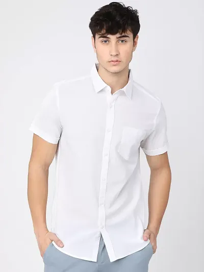 Stylish Blend Solid Regular Fit Casual Shirt For Men