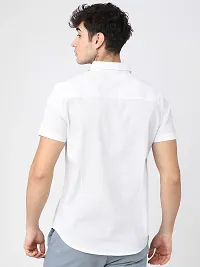 Stylish White Cotton Blend Solid Regular Fit Casual Shirt For Men-thumb1