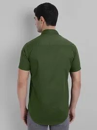 Stylish Green Cotton Blend Solid Regular Fit Casual Shirt For Men-thumb2