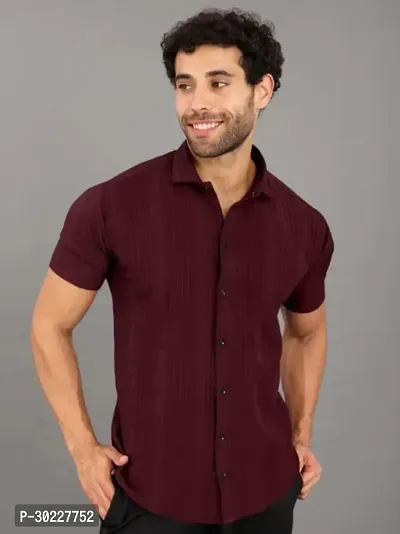 Stylish Maroon Cotton Solid Regular Fit Shirt For Men-thumb0