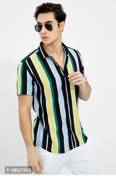 Stylish Men Polyester Short Sleeves Regular Fit Casual Shirt