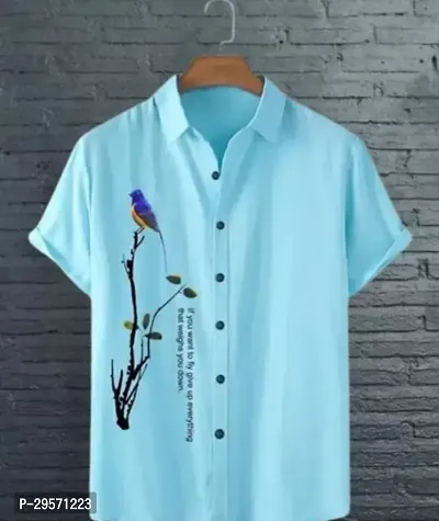 Elegant Cotton Blend Printed Short Sleeves Casual Shirts For Men-thumb0