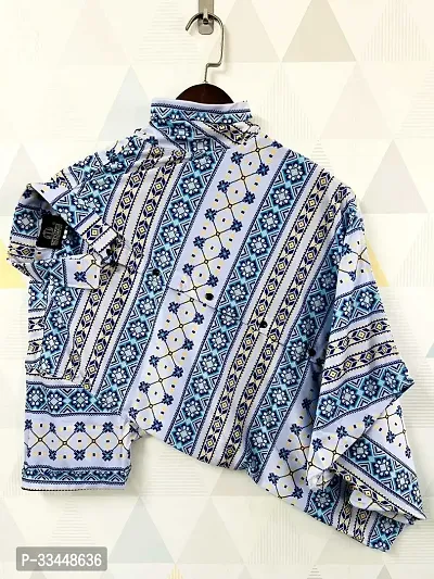 Reliable Blue Cotton Printed Casual Shirt For Men-thumb0