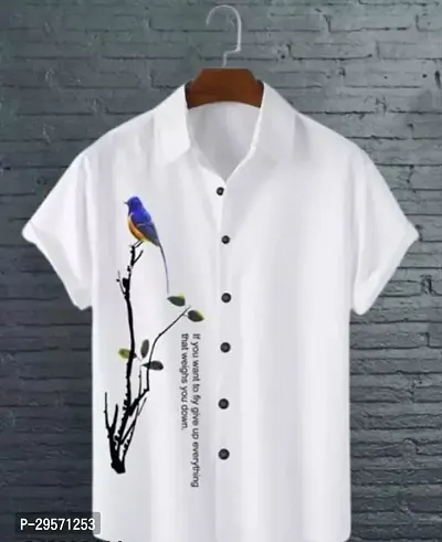 Elegant Cotton Blend Printed Short Sleeves Casual Shirts For Men-thumb0