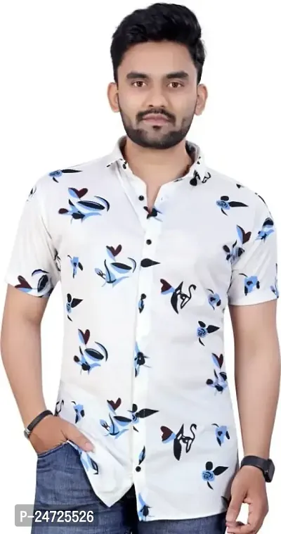 Classic Cotton Blend Short Sleeves Regular Fit Casual Shirt For Men-thumb0
