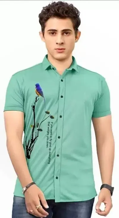 Comfortable Polyester Blend Short Sleeves Casual Shirt 