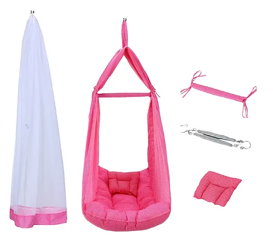 MamaHug Infant Baby Swing Jhula Crib Cradle baby swing child newborn baby swing hanging - Pink