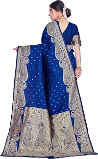 Beautiful Blue Art Silk  Woven Design Saree with Blouse Piece For Women-thumb1