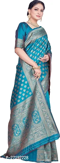 Beautiful Green Art Silk  Woven Design Saree with Blouse Piece For Women-thumb5