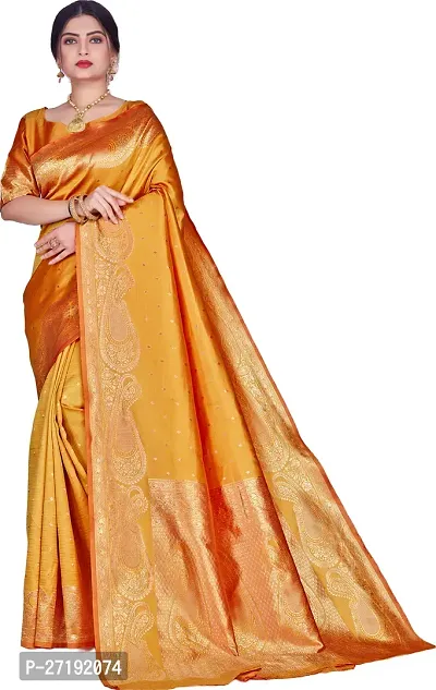 Beautiful Mustard Art Silk  Woven Design Saree with Blouse Piece For Women