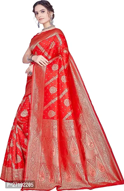 Beautiful Red Art Silk  Woven Design Saree with Blouse Piece For Women-thumb4