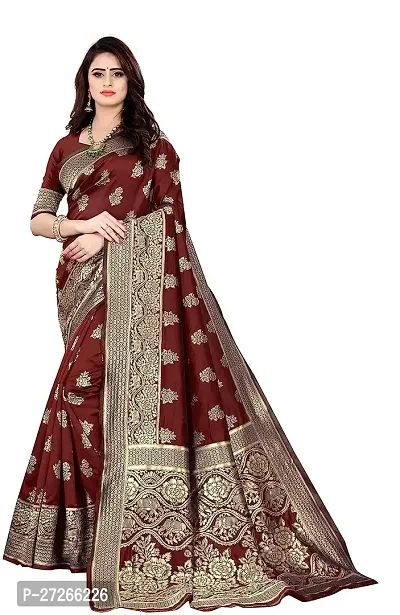 Elegant Maroon Art Silk Saree with Blouse piece For Women