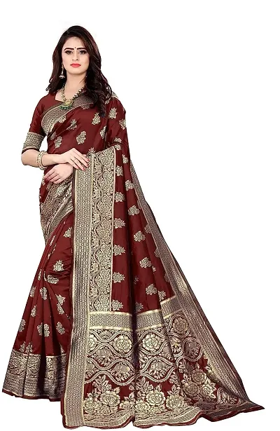 Silk Blend Jacquard Sarees For Women