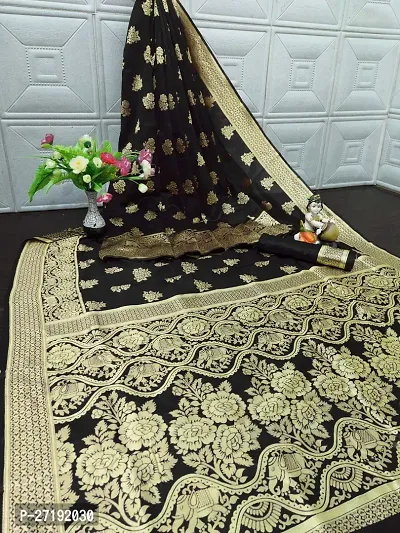 Beautiful Black Art Silk  Woven Design Saree with Blouse Piece For Women-thumb2