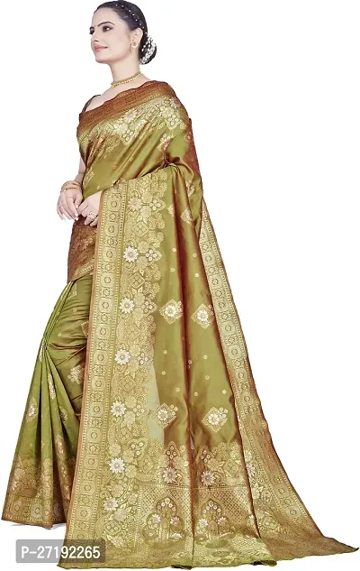 Beautiful Green Art Silk  Woven Design Saree with Blouse Piece For Women-thumb4