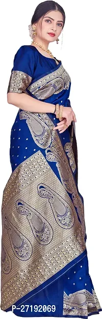 Beautiful Blue Art Silk  Woven Design Saree with Blouse Piece For Women-thumb5