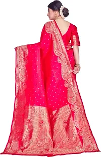 Beautiful Pink Art Silk  Woven Design Saree with Blouse Piece For Women-thumb1