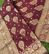 Beautiful Maroon Art Silk  Woven Design Saree with Blouse Piece For Women-thumb1