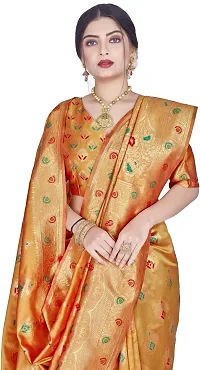 Beautiful Golden Art Silk  Woven Design Saree with Blouse Piece For Women-thumb2