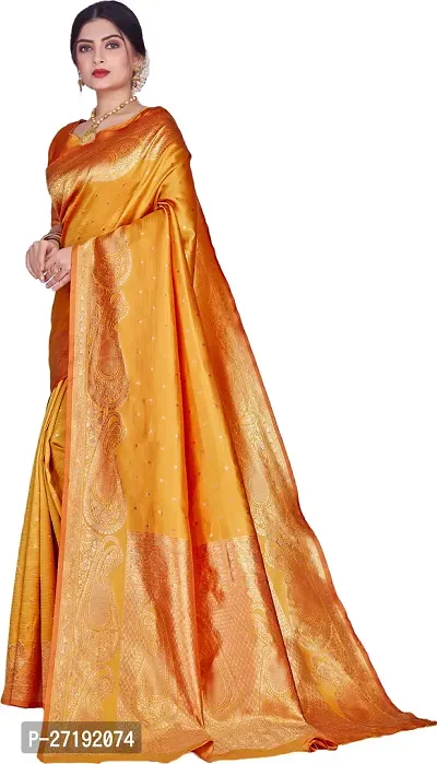 Beautiful Mustard Art Silk  Woven Design Saree with Blouse Piece For Women-thumb4