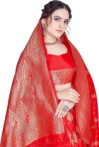 Beautiful Red Art Silk  Woven Design Saree with Blouse Piece For Women-thumb4