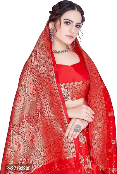 Beautiful Red Art Silk  Woven Design Saree with Blouse Piece For Women-thumb5