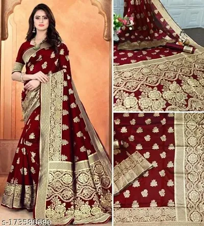 Art Silk Woven Design Sarees with Blouse Piece