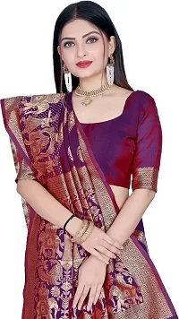 Beautiful Purple Art Silk  Woven Design Saree with Blouse Piece For Women-thumb2