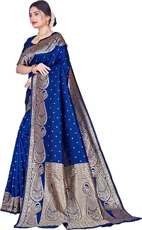 Beautiful Blue Art Silk  Woven Design Saree with Blouse Piece For Women-thumb3