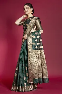 Beautiful Green Organza  Woven Design Saree with Blouse Piece For Women-thumb3