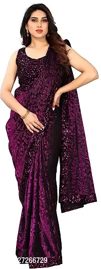 Elegant Purple Lycra Saree with Blouse piece For Women