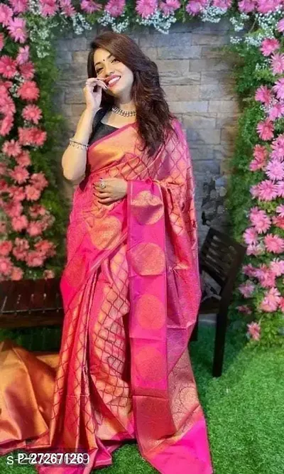 Elegant Multicoloured Art Silk Saree with Blouse piece For Women-thumb0