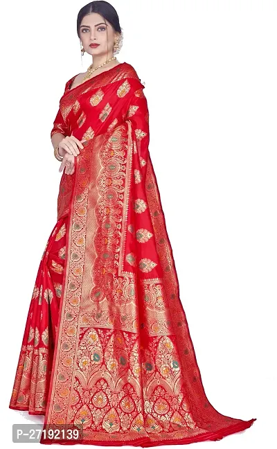 Beautiful Red Art Silk  Woven Design Saree with Blouse Piece For Women-thumb4