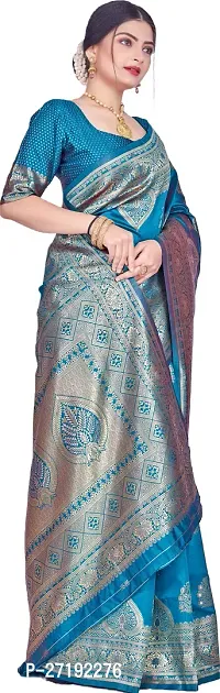 Beautiful Green Art Silk  Woven Design Saree with Blouse Piece For Women-thumb5