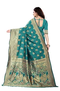 Beautiful Green Art Silk  Woven Design Saree with Blouse Piece For Women-thumb1