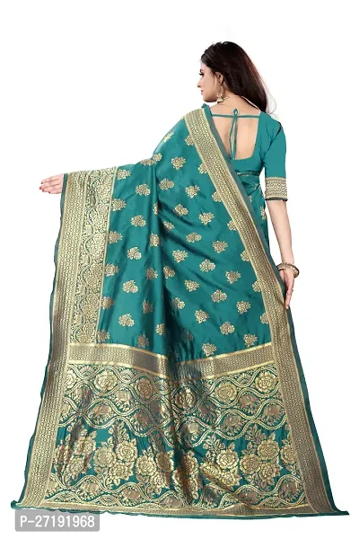 Beautiful Green Art Silk  Woven Design Saree with Blouse Piece For Women-thumb2