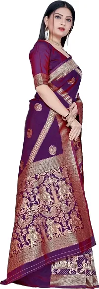 Beautiful Purple Art Silk  Woven Design Saree with Blouse Piece For Women-thumb4