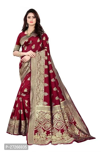 Elegant Multicoloured Art Silk Saree with Blouse piece For Women-thumb0