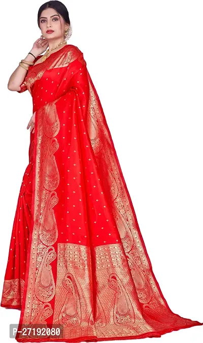 Beautiful Red Art Silk  Woven Design Saree with Blouse Piece For Women-thumb4