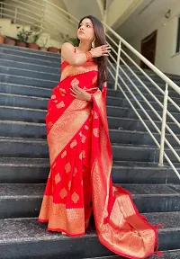 Beautiful Red Art Silk  Woven Design Saree with Blouse Piece For Women-thumb1