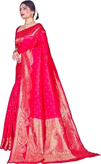 Beautiful Pink Art Silk  Woven Design Saree with Blouse Piece For Women-thumb3