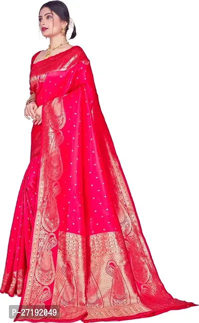 Beautiful Pink Art Silk  Woven Design Saree with Blouse Piece For Women-thumb4