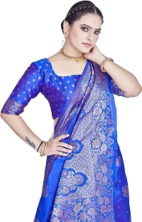 Beautiful Blue Art Silk  Woven Design Saree with Blouse Piece For Women-thumb2