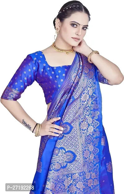 Beautiful Blue Art Silk  Woven Design Saree with Blouse Piece For Women-thumb3