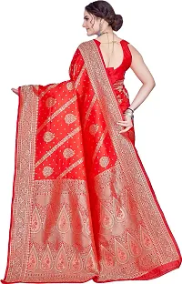 Beautiful Red Art Silk  Woven Design Saree with Blouse Piece For Women-thumb1