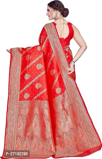 Beautiful Red Art Silk  Woven Design Saree with Blouse Piece For Women-thumb2