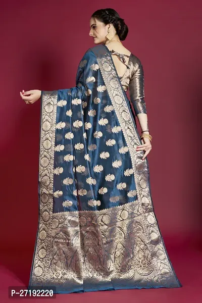 Beautiful Grey Organza  Woven Design Saree with Blouse Piece For Women-thumb2