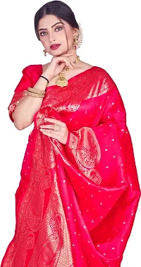 Beautiful Pink Art Silk  Woven Design Saree with Blouse Piece For Women-thumb2