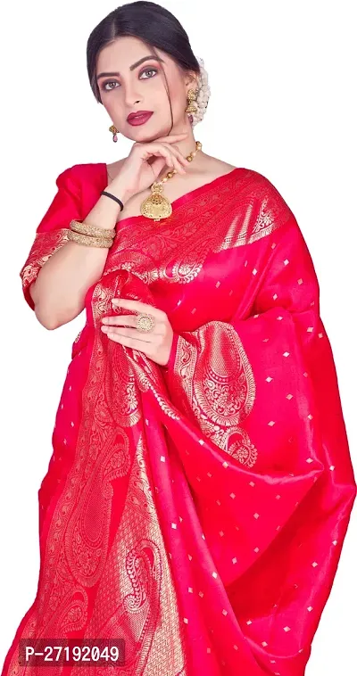 Beautiful Pink Art Silk  Woven Design Saree with Blouse Piece For Women-thumb3