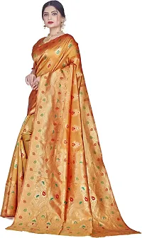 Beautiful Golden Art Silk  Woven Design Saree with Blouse Piece For Women-thumb3